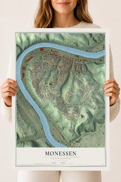 Map of Monessen, Pennsylvania, 18 x 24 inch unframed archival matte print