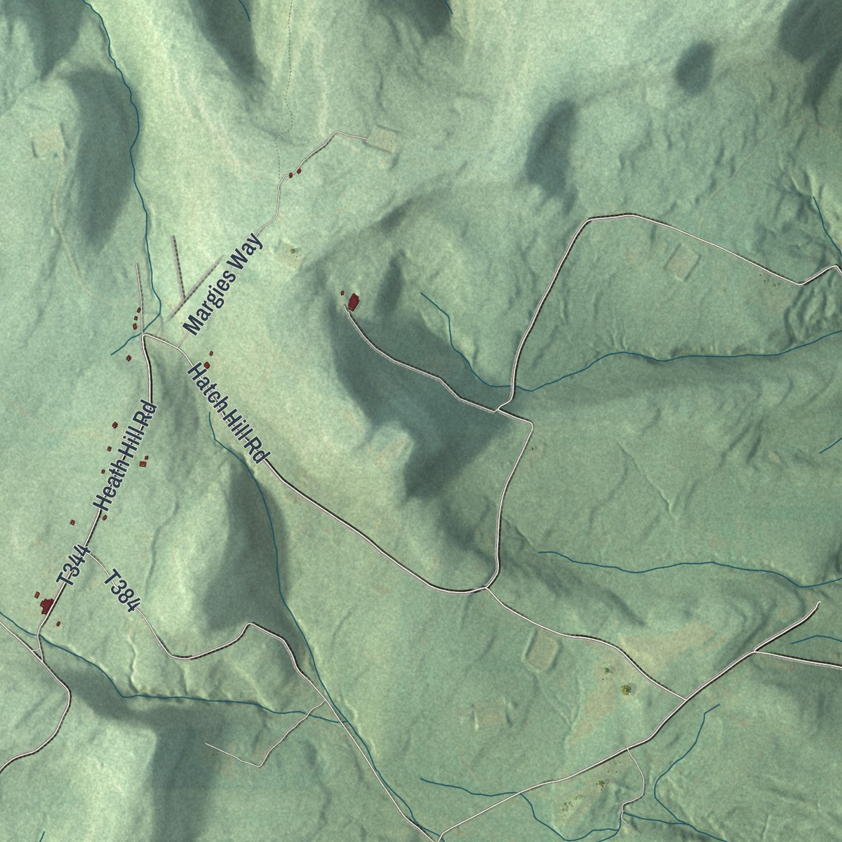 Close-up of the map of Monroe, Bradford County, Pennsylvania print showing street and building detail