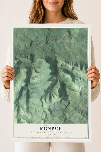 Map of Monroe, Bradford County, Pennsylvania, 18 x 24 inch unframed archival matte print