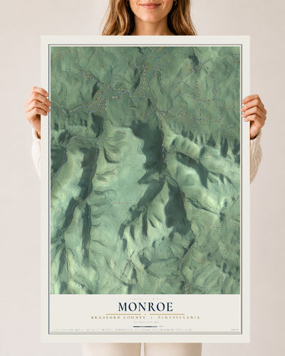 Map of Monroe, Bradford County, Pennsylvania, 24 x 36 inch unframed archival matte print