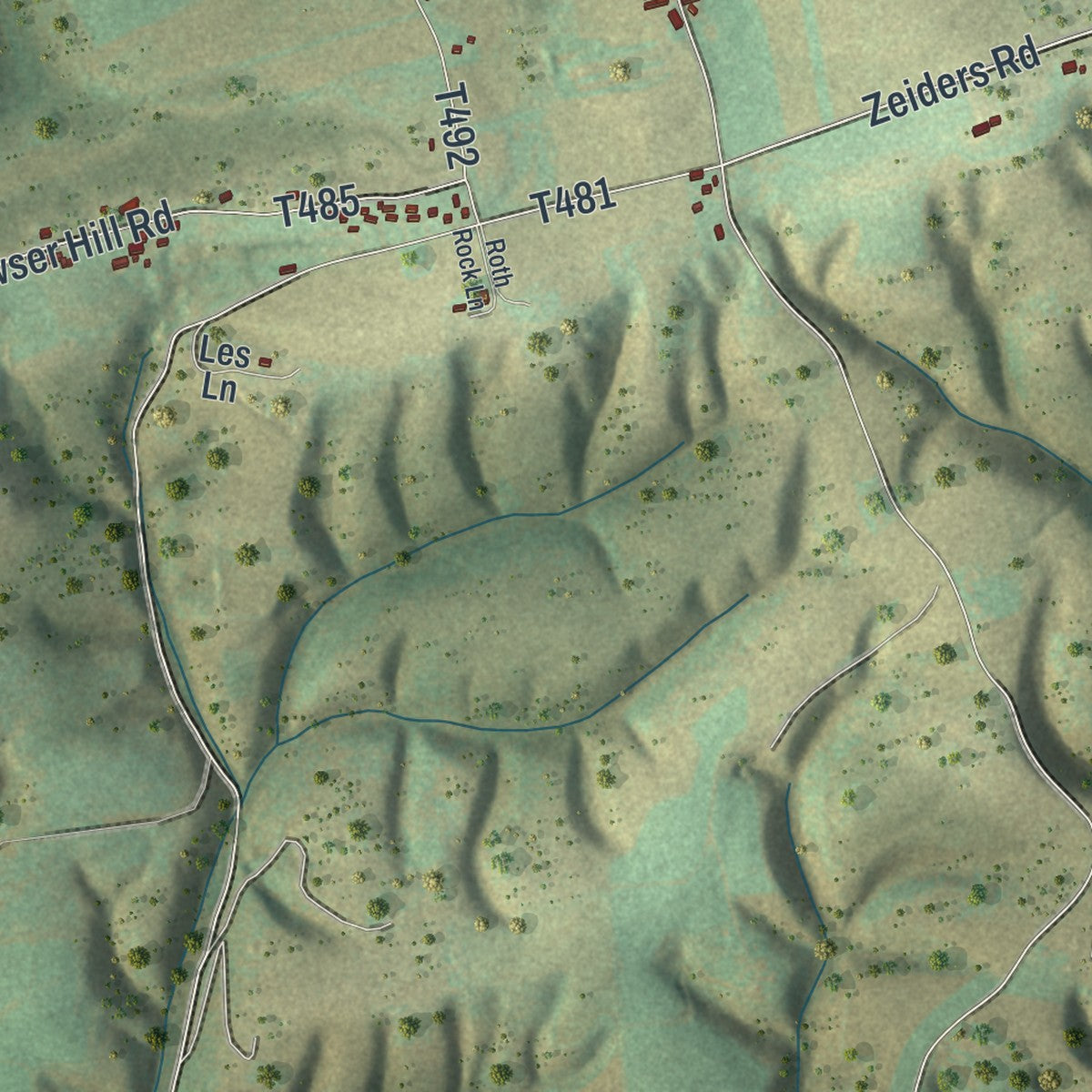 Close-up of the map of Monroe, Juniata County, Pennsylvania print showing street and building detail