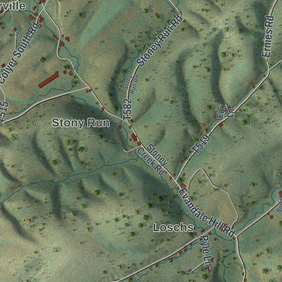 Second close-up of the map of Monroe, Juniata County, Pennsylvania print showing more streets and buildings