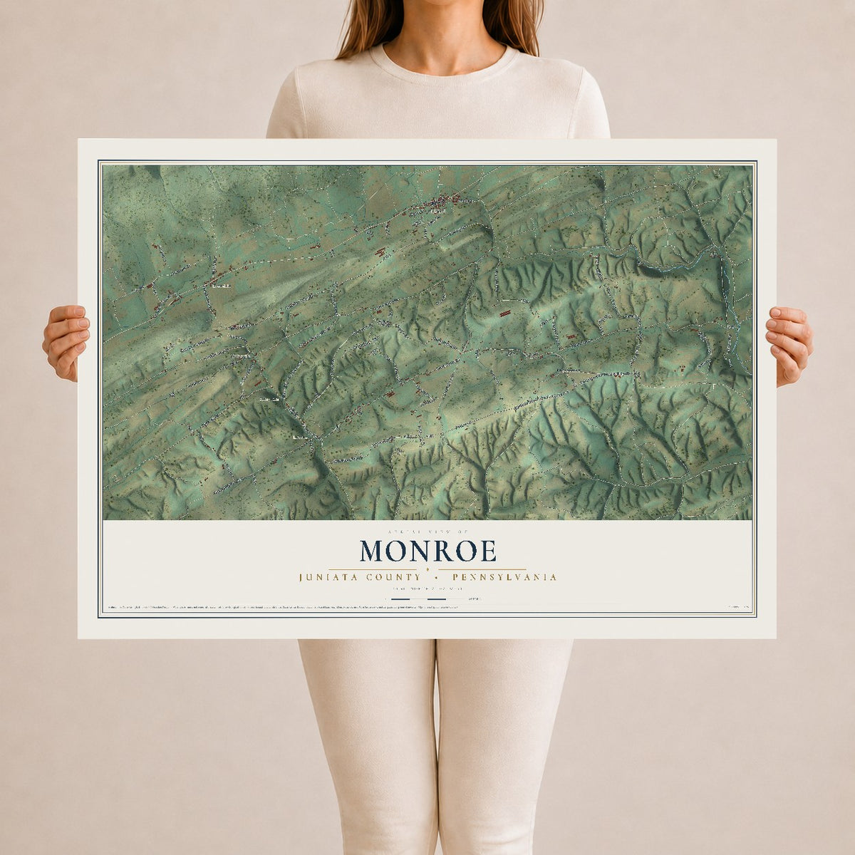 Map of Monroe, Juniata County, Pennsylvania, 24 x 36 inch unframed archival matte print