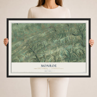 Map of Monroe, Juniata County, Pennsylvania, 24 x 36 inch print in a black wood frame