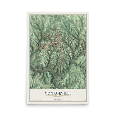 Map of Monroeville, Pennsylvania, 12 x 18 inch unframed archival matte print