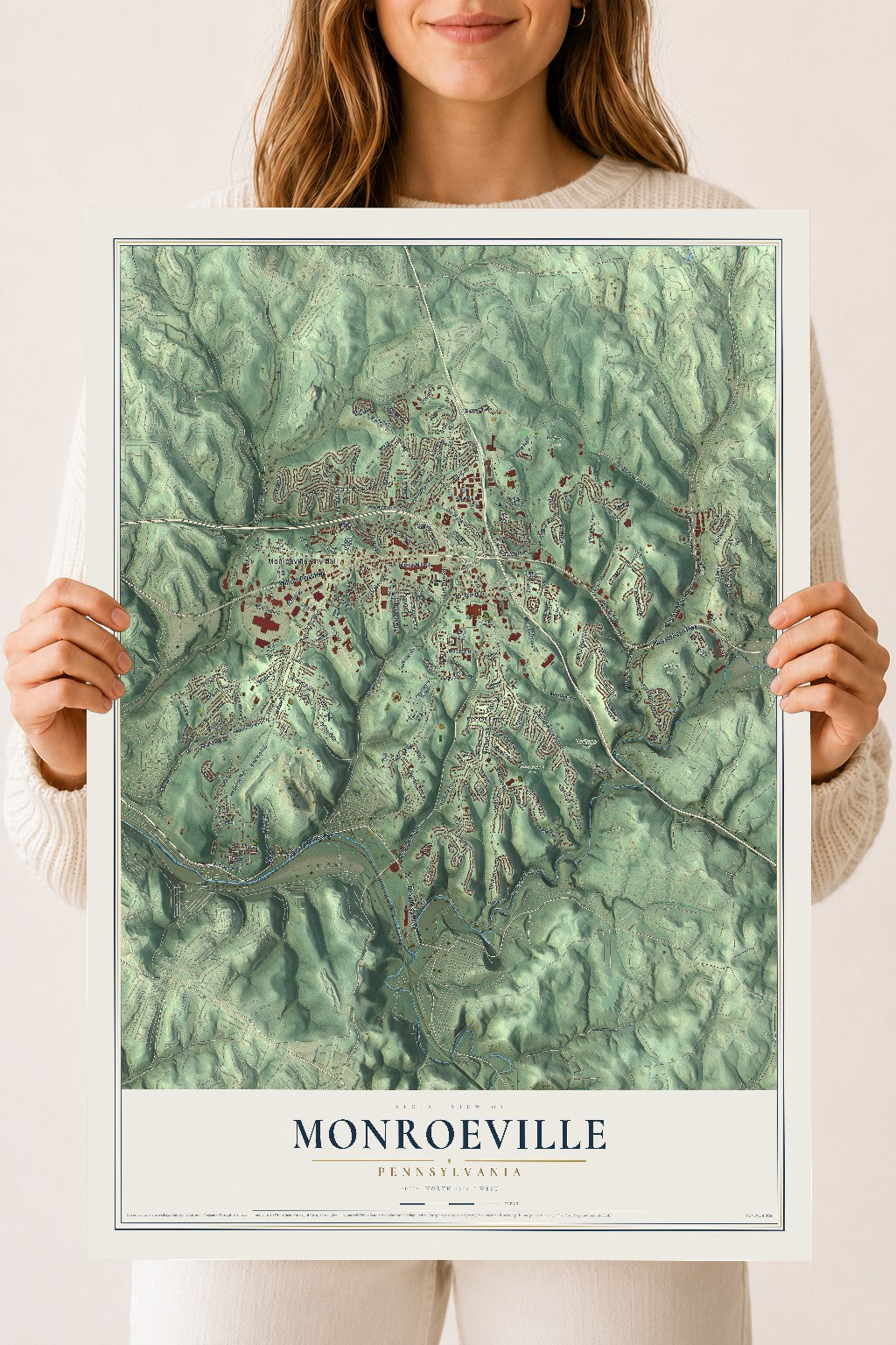 Map of Monroeville, Pennsylvania, 18 x 24 inch unframed archival matte print