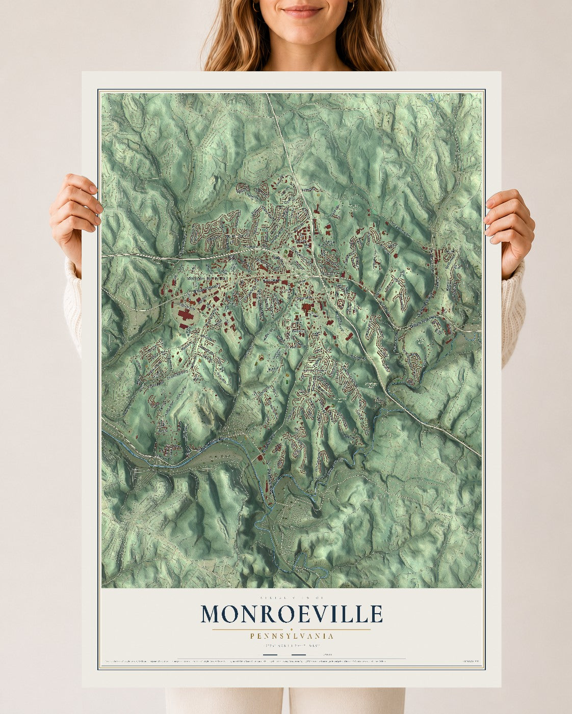 Map of Monroeville, Pennsylvania, 24 x 36 inch unframed archival matte print