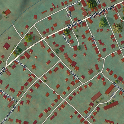 Close-up of the map of Mont Alto, Pennsylvania print showing street and building detail