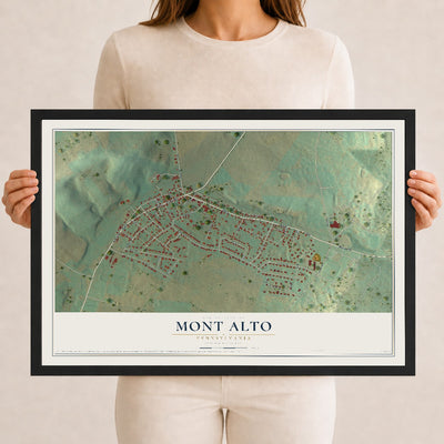 Map of Mont Alto, Pennsylvania, 12 x 18 inch print in a black wood frame