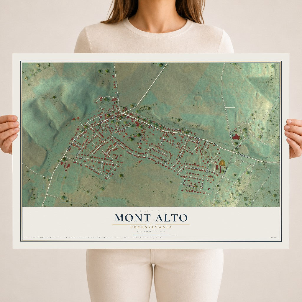 Map of Mont Alto, Pennsylvania, 18 x 24 inch unframed archival matte print