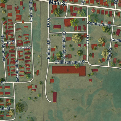 Close-up of the map of Montandon, Pennsylvania print showing street and building detail