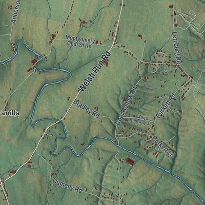 Close-up of the map of Montgomery, Franklin County, Pennsylvania print showing street and building detail