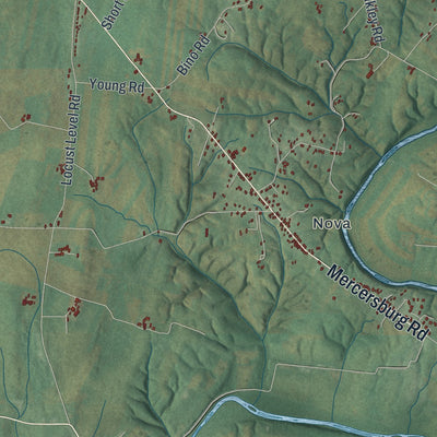 Second close-up of the map of Montgomery, Franklin County, Pennsylvania print showing more streets and buildings