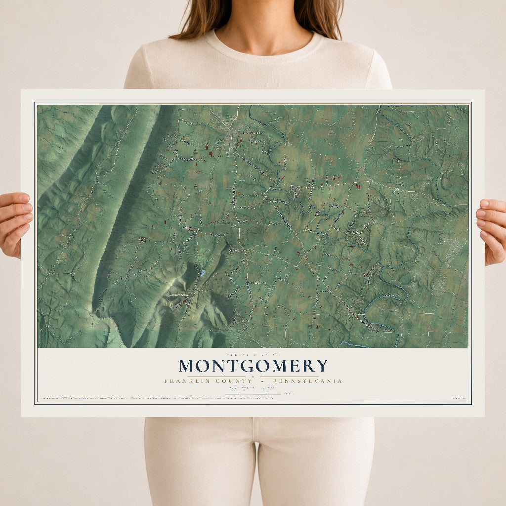 Map of Montgomery, Franklin County, Pennsylvania, 18 x 24 inch unframed archival matte print
