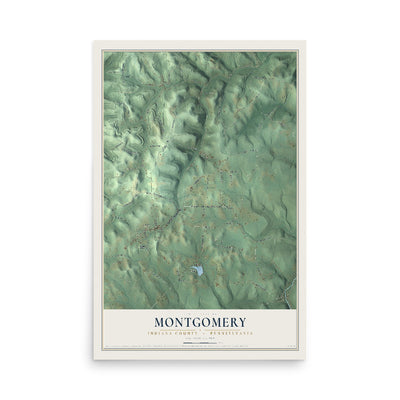 Map of Montgomery, Indiana County, Pennsylvania, 12 x 18 inch unframed archival matte print