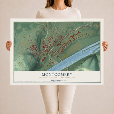 Map of Montgomery, Lycoming County, Pennsylvania, 24 x 36 inch unframed archival matte print