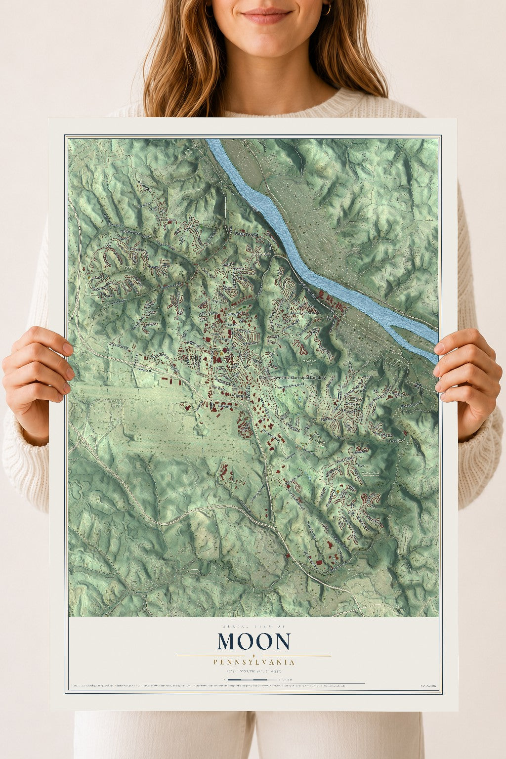 Map of Moon, Pennsylvania, 18 x 24 inch unframed archival matte print