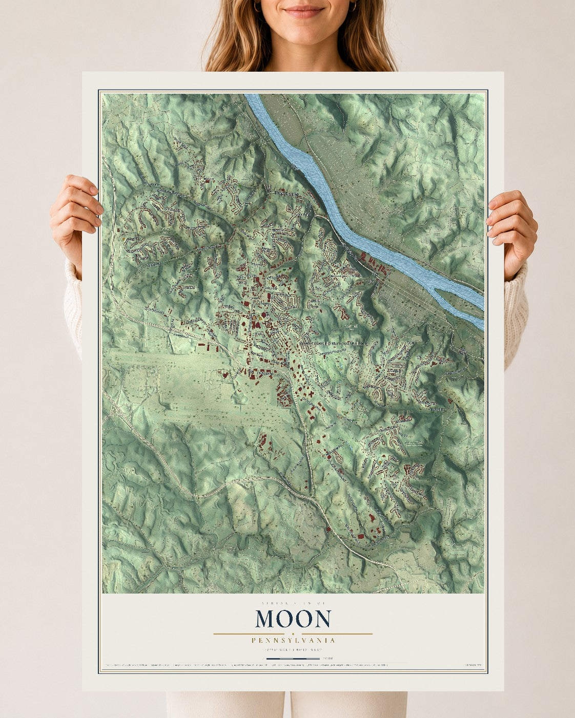 Map of Moon, Pennsylvania, 24 x 36 inch unframed archival matte print