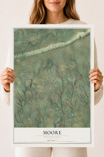 Map of Moore, Pennsylvania, 18 x 24 inch unframed archival matte print
