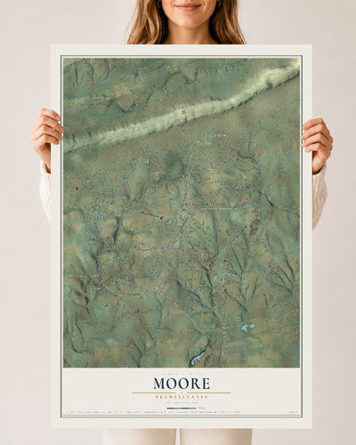 Map of Moore, Pennsylvania, 24 x 36 inch unframed archival matte print