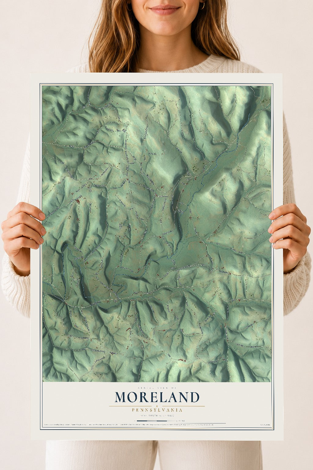 Map of Moreland, Pennsylvania, 18 x 24 inch unframed archival matte print