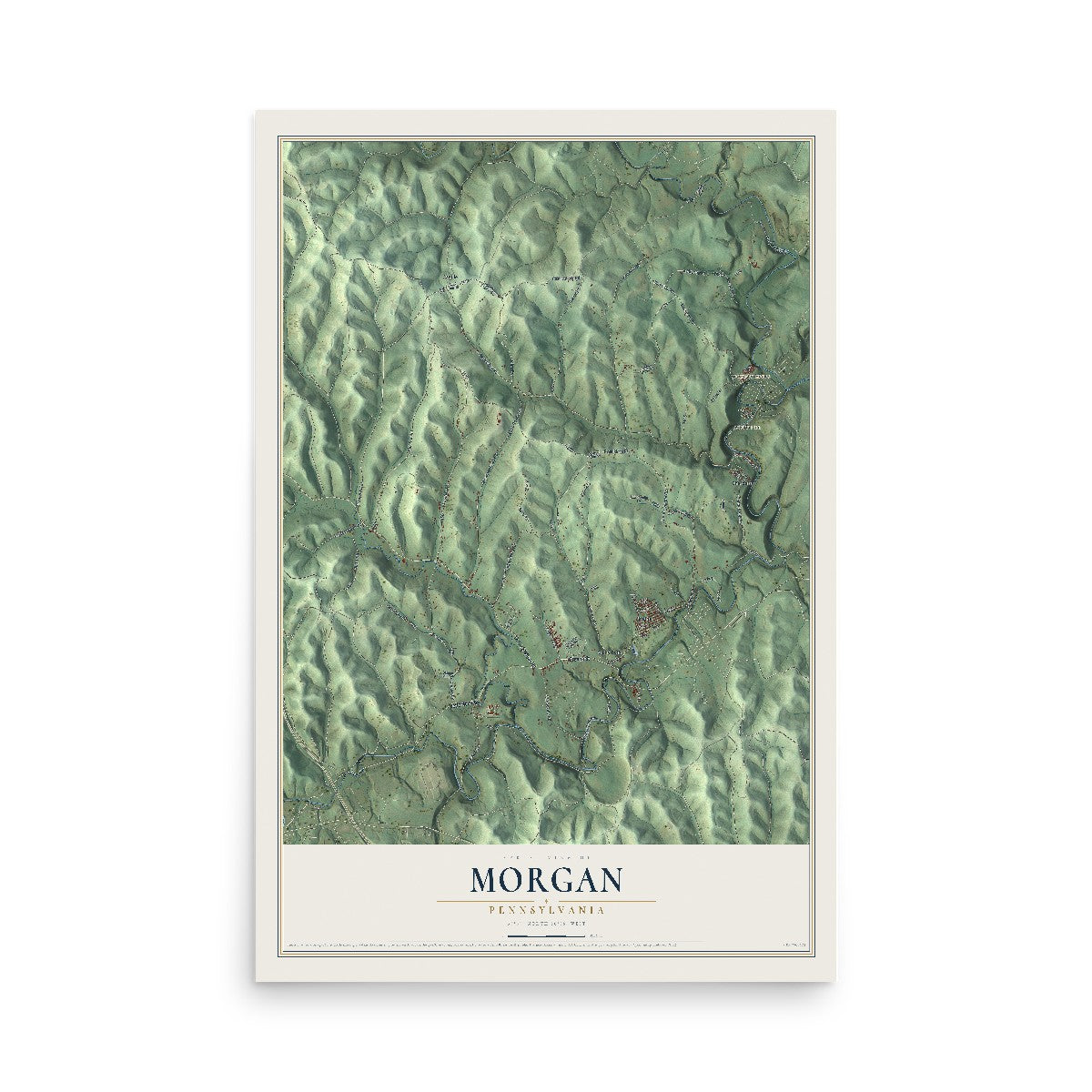 Map of Morgan, Pennsylvania, 12 x 18 inch unframed archival matte print