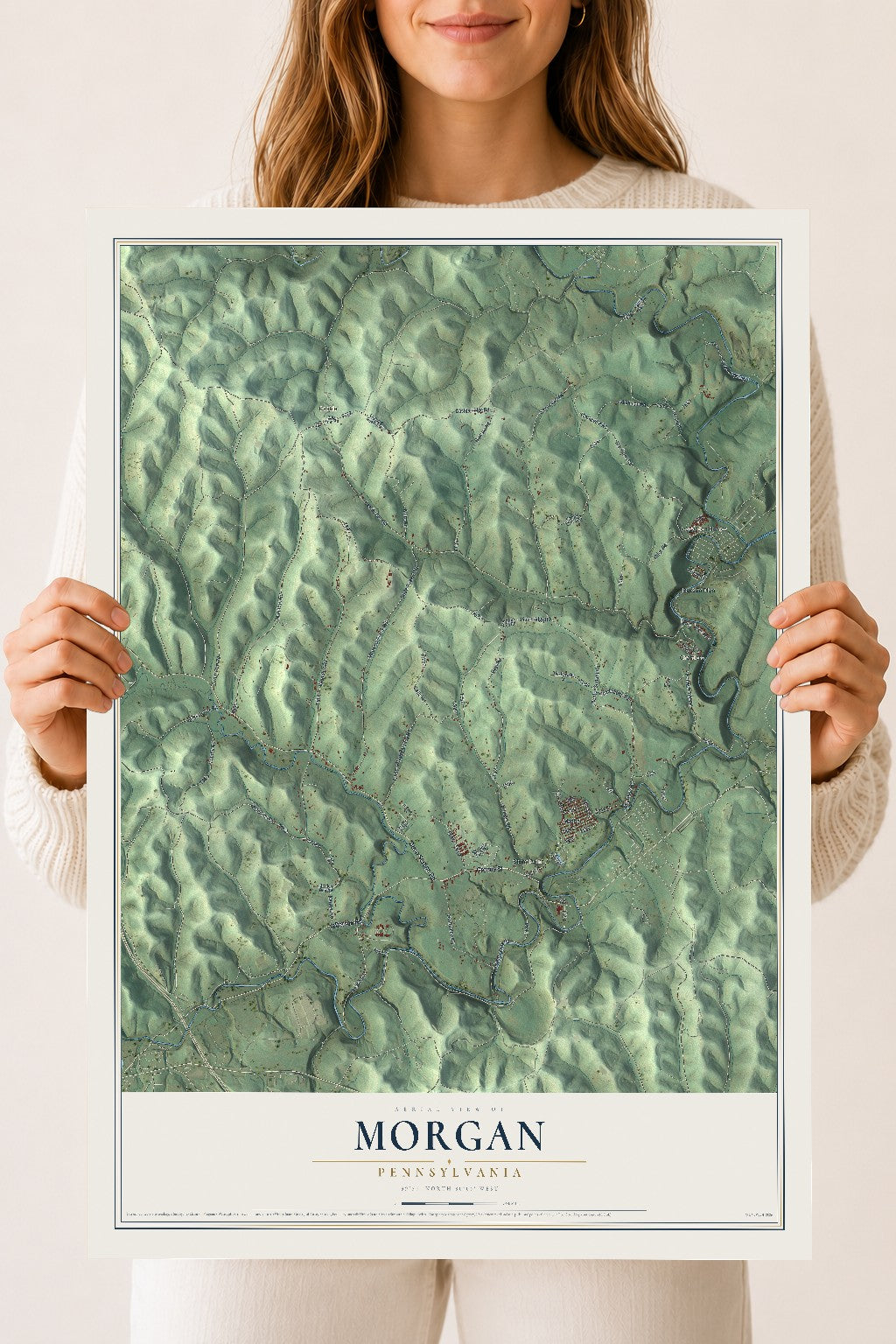 Map of Morgan, Pennsylvania, 18 x 24 inch unframed archival matte print