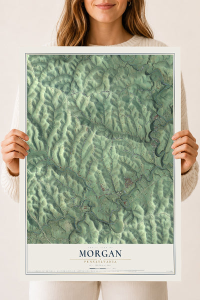 Map of Morgan, Pennsylvania, 18 x 24 inch unframed archival matte print
