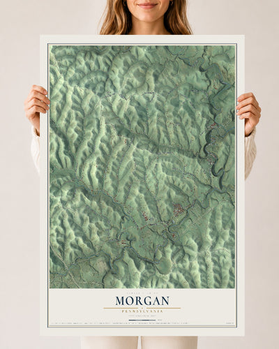 Map of Morgan, Pennsylvania, 24 x 36 inch unframed archival matte print