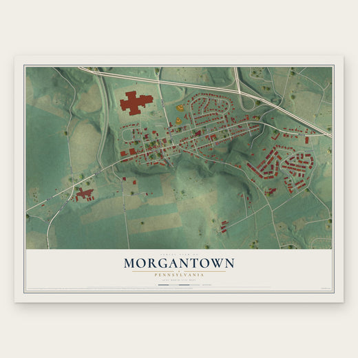 Morgantown, Pennsylvania map print, the full design