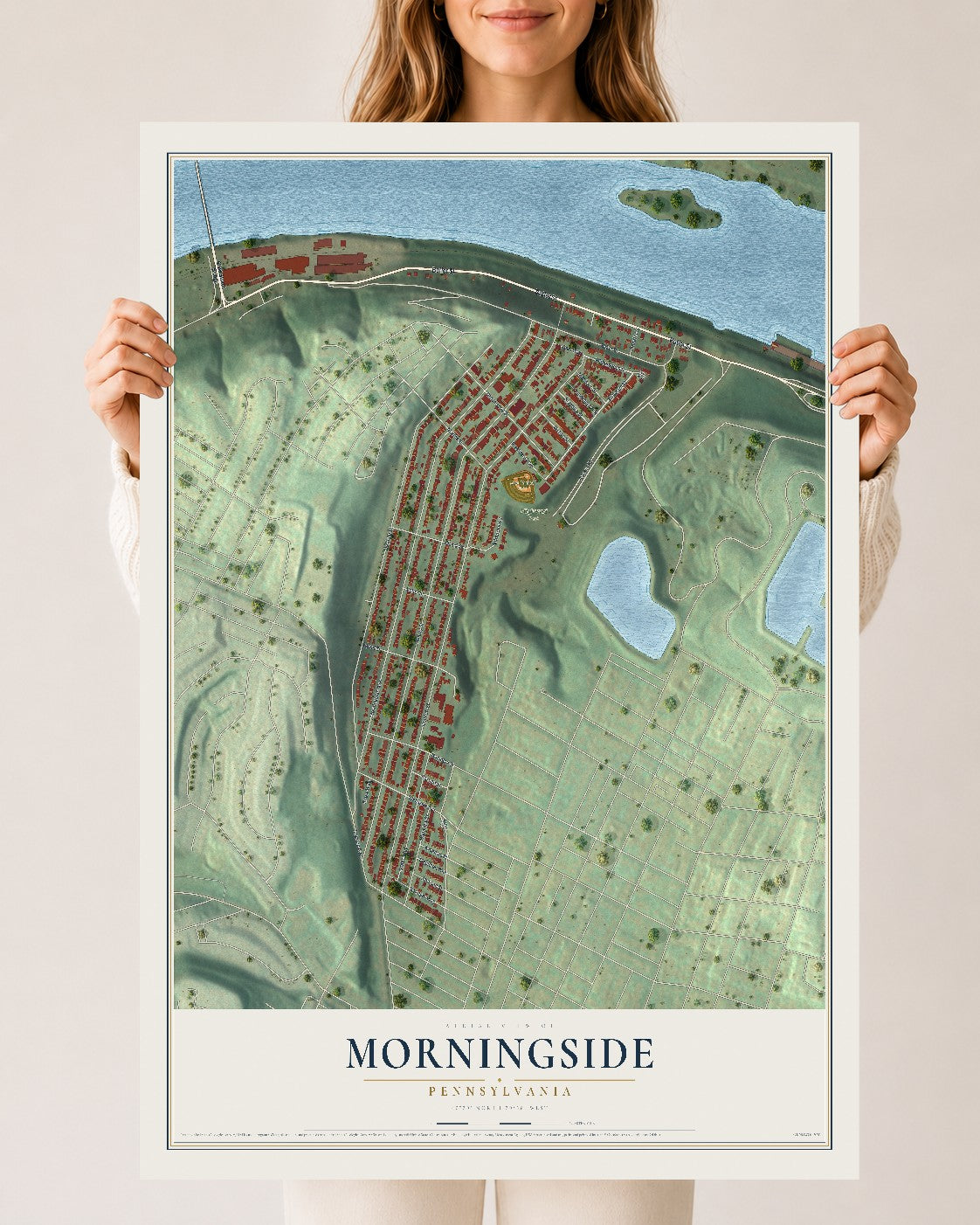 Map of Morningside, Pennsylvania, 24 x 36 inch unframed archival matte print