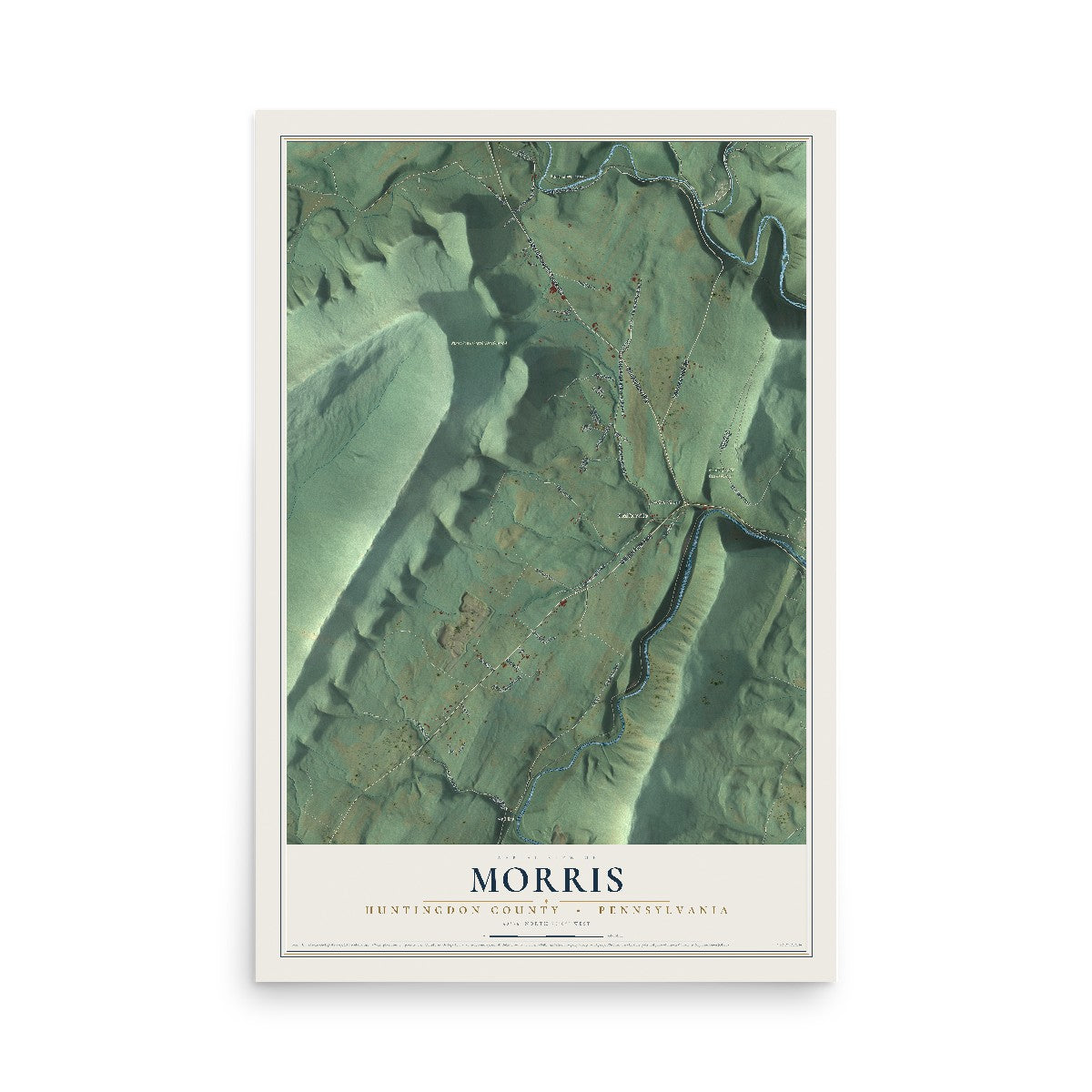 Map of Morris, Huntingdon County, Pennsylvania, 12 x 18 inch unframed archival matte print
