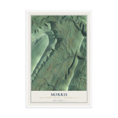 Map of Morris, Huntingdon County, Pennsylvania, 12 x 18 inch print in a white wood frame
