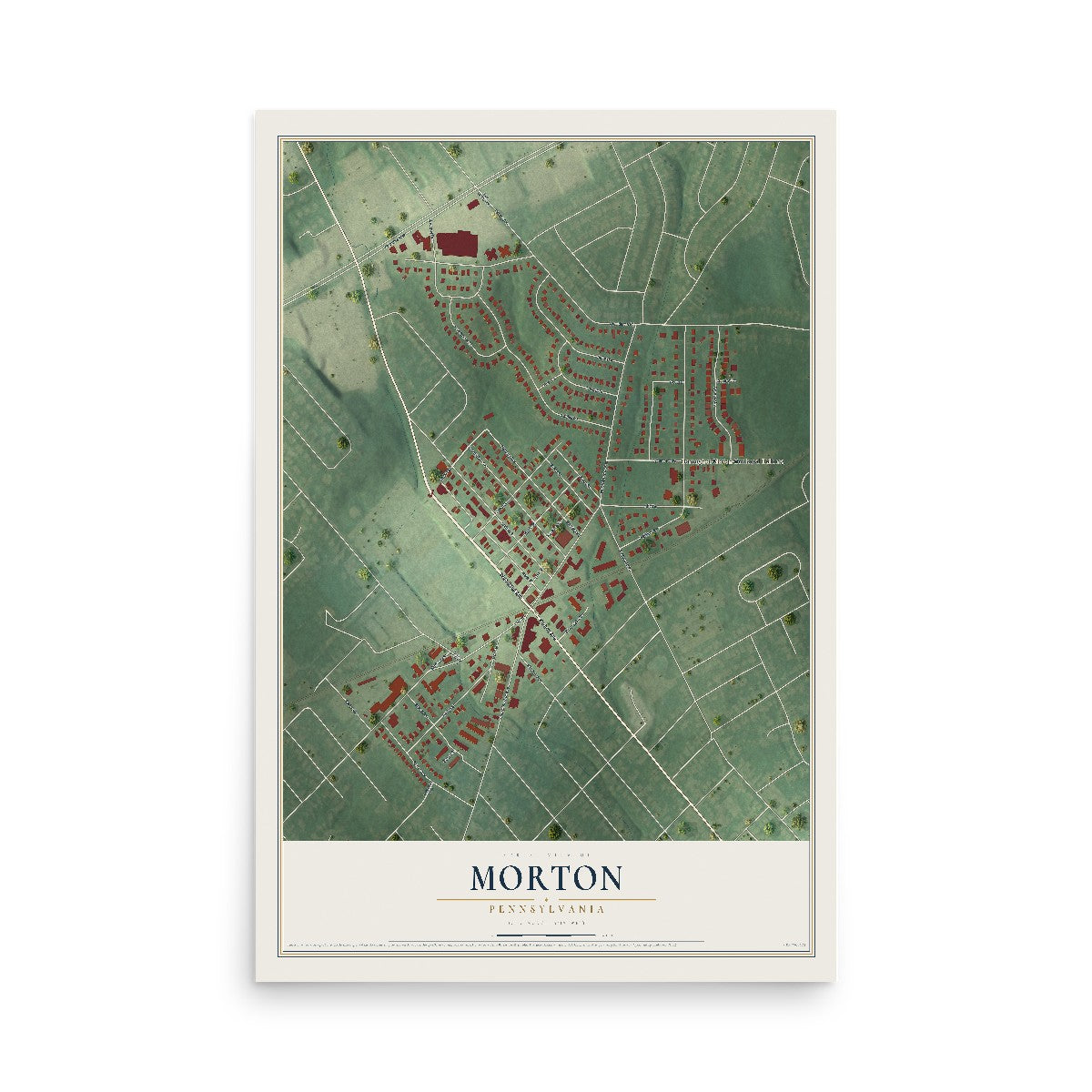 Map of Morton, Pennsylvania, 12 x 18 inch unframed archival matte print
