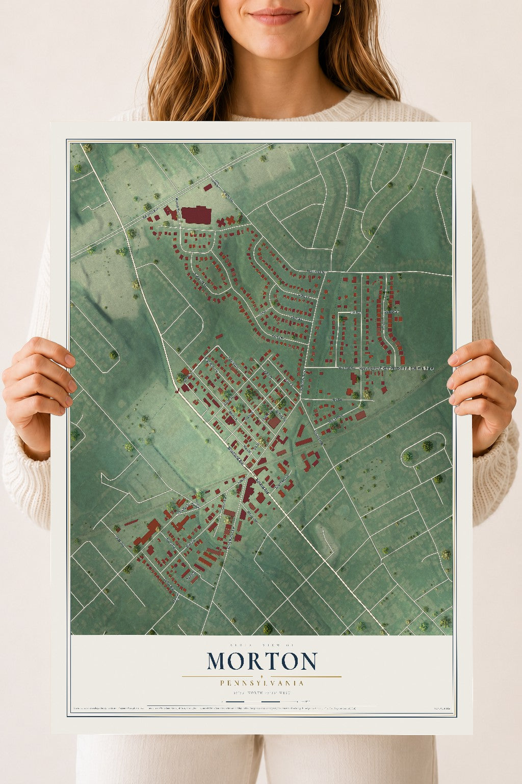 Map of Morton, Pennsylvania, 18 x 24 inch unframed archival matte print
