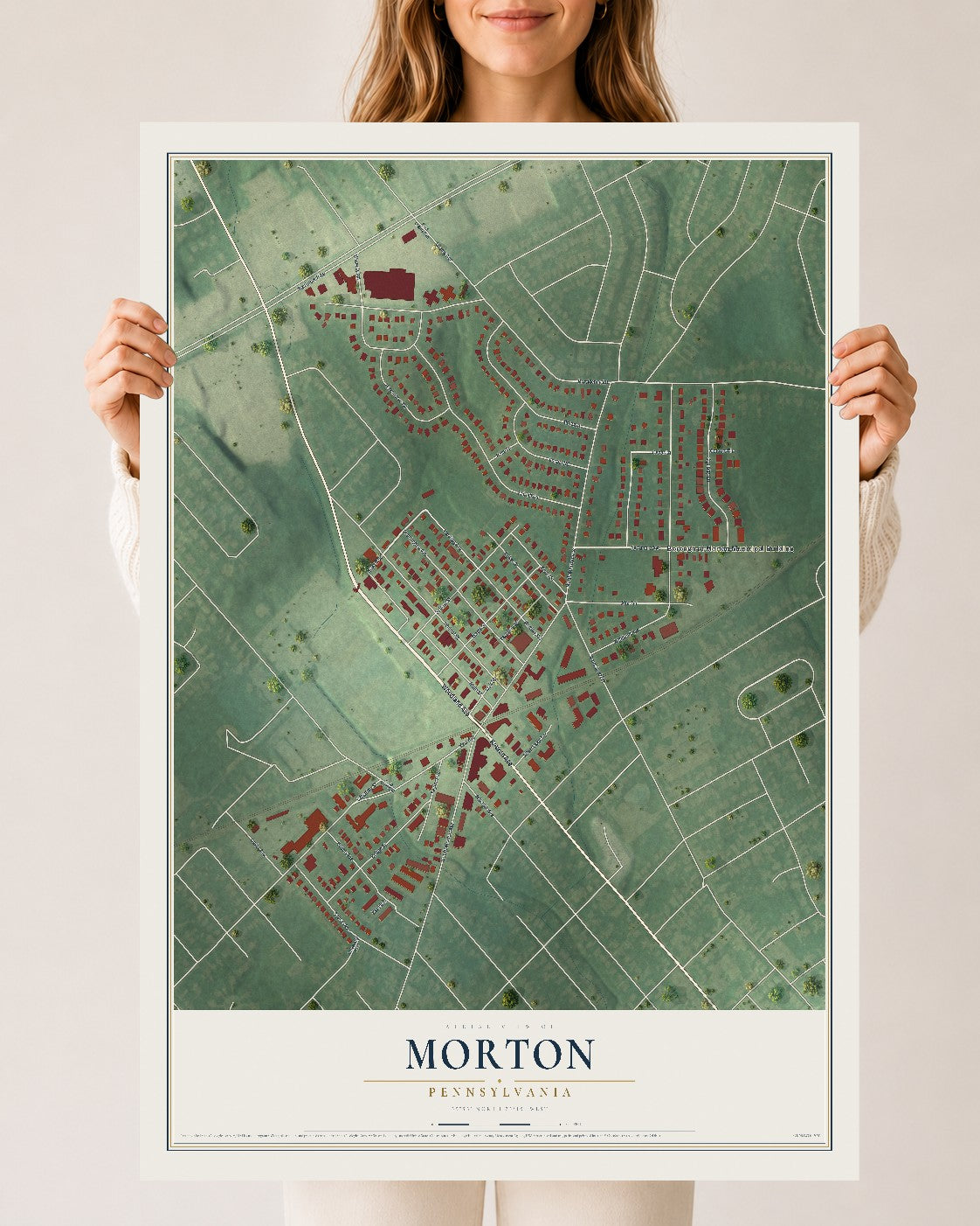Map of Morton, Pennsylvania, 24 x 36 inch unframed archival matte print