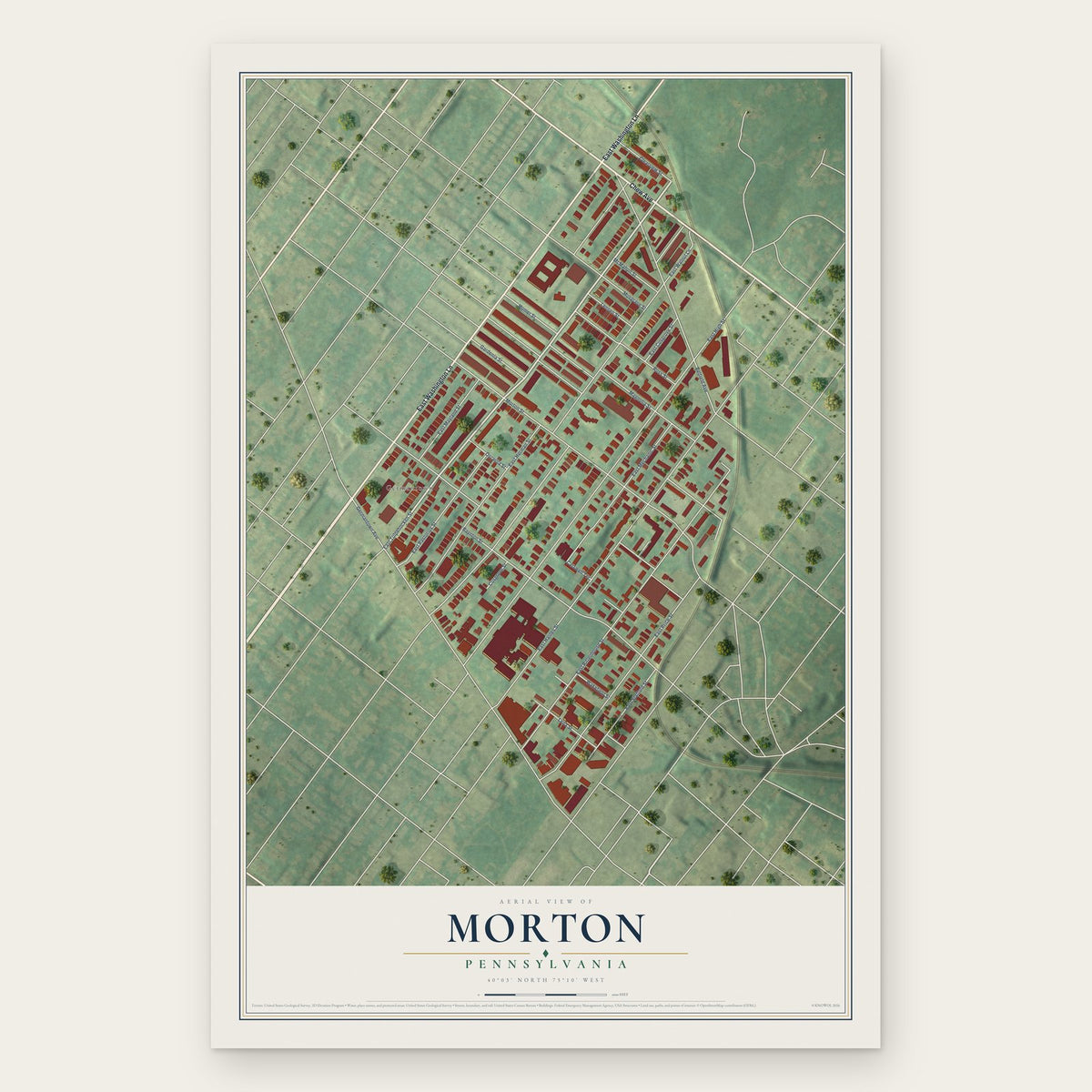 Morton, Philadelphia, Pennsylvania map print, the full design