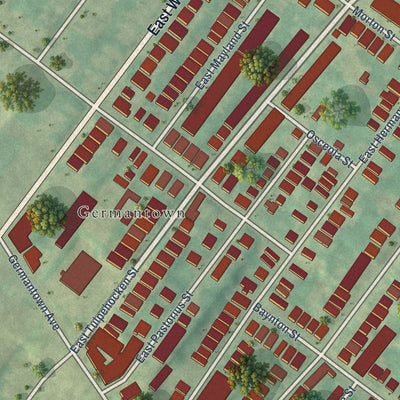 Close-up of the map of Morton, Philadelphia, Pennsylvania print showing street and building detail