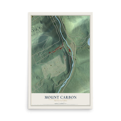 Map of Mount Carbon, Pennsylvania, 12 x 18 inch unframed archival matte print