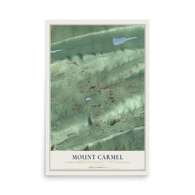 Map of Mount Carmel, Northumberland County, Pennsylvania, 12 x 18 inch unframed archival matte print