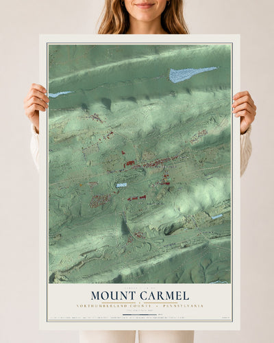 Map of Mount Carmel, Northumberland County, Pennsylvania, 24 x 36 inch unframed archival matte print