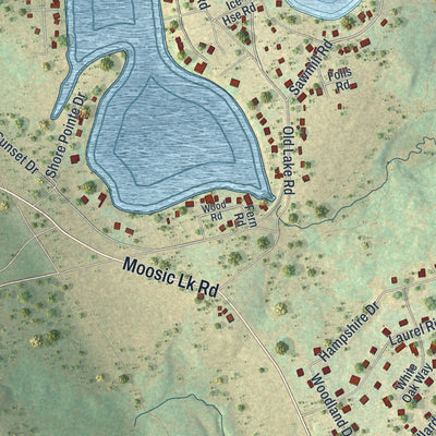 Close-up of the map of Mount Cobb, Pennsylvania print showing street and building detail