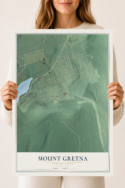 Map of Mount Gretna, Pennsylvania, 18 x 24 inch unframed archival matte print