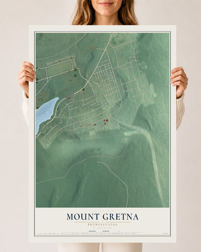Map of Mount Gretna, Pennsylvania, 24 x 36 inch unframed archival matte print
