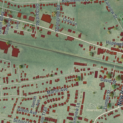 Close-up of the map of the Borough of Mount Joy, Lancaster County, Pennsylvania print showing street and building detail