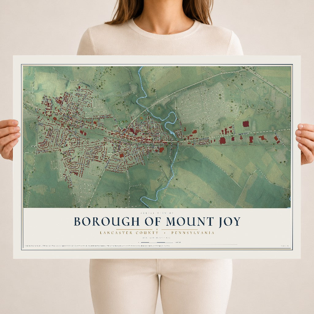Map of the Borough of Mount Joy, Lancaster County, Pennsylvania, 18 x 24 inch unframed archival matte print