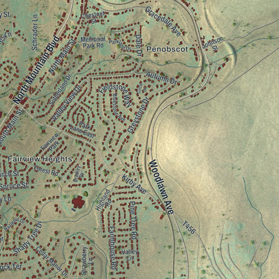 Close-up of the map of Mountain Top, Pennsylvania print showing street and building detail