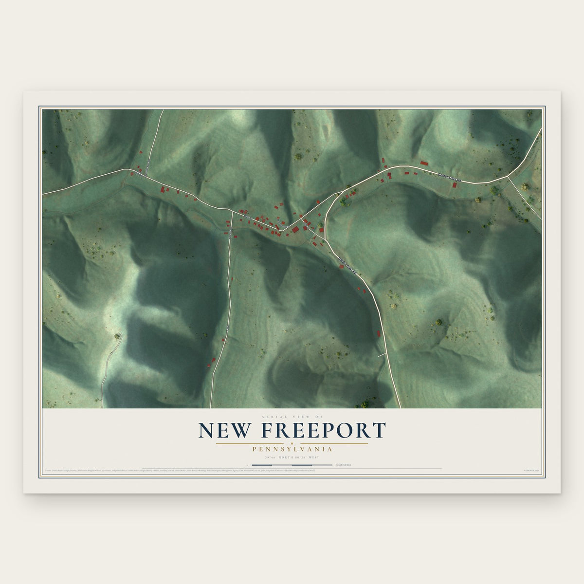New Freeport, Pennsylvania map print, the full design