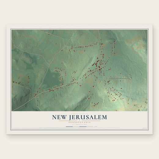 New Jerusalem, Pennsylvania map print, the full design