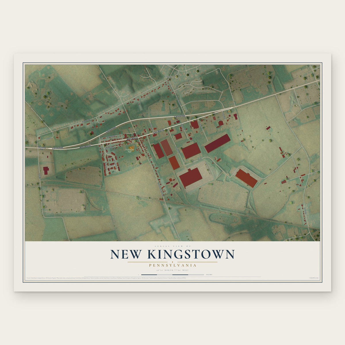 New Kingstown, Pennsylvania map print, the full design